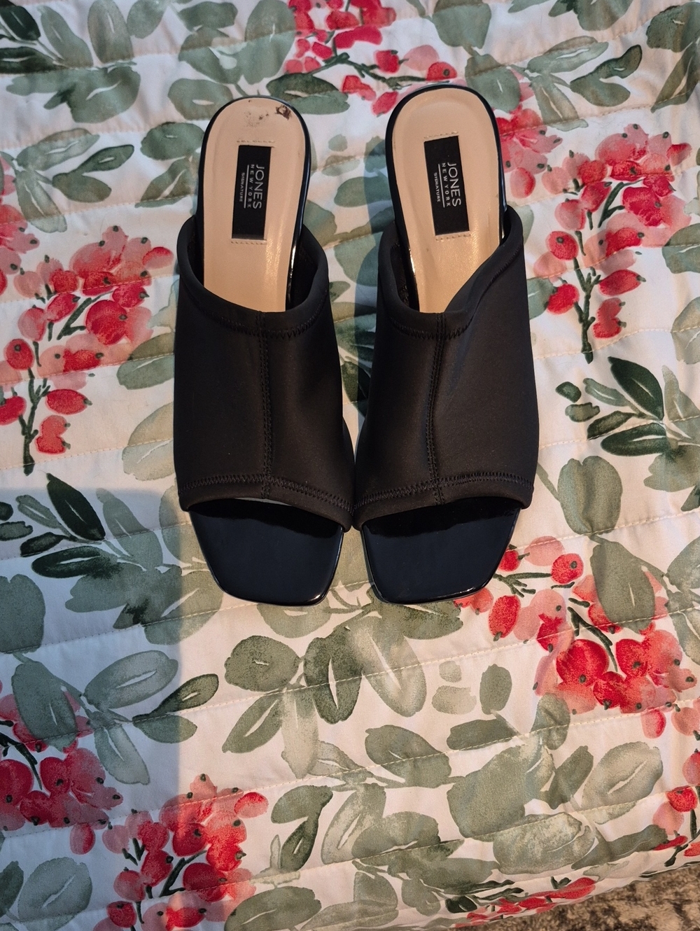 Jones New York Black Open-Toe Slide Mules